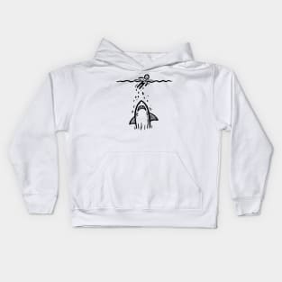 Stick Figure of a Shark in Black Ink Kids Hoodie